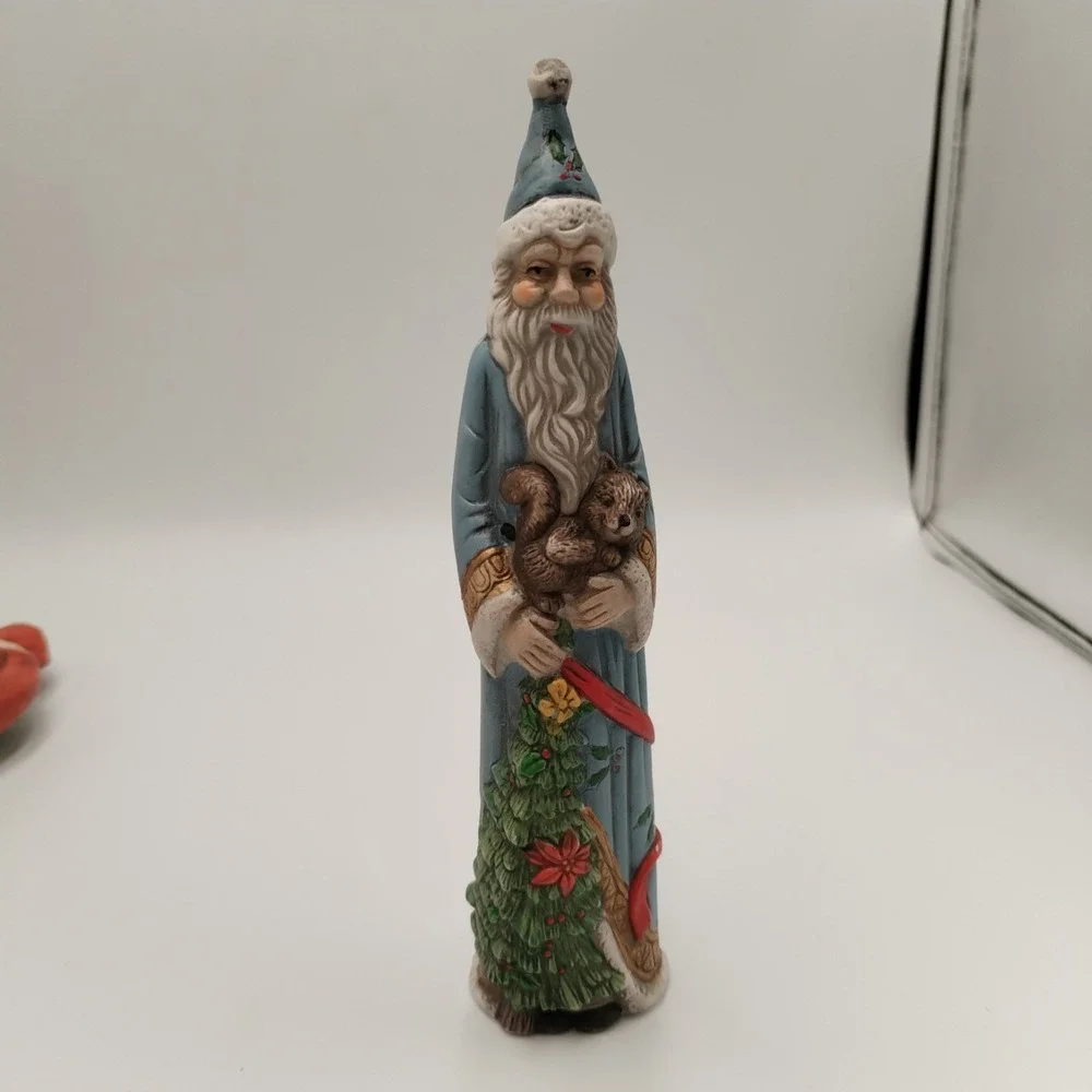 Set 6 Vtg Santa Claus Figurines Father Christmas Woodland Animals Resin 4-8 In